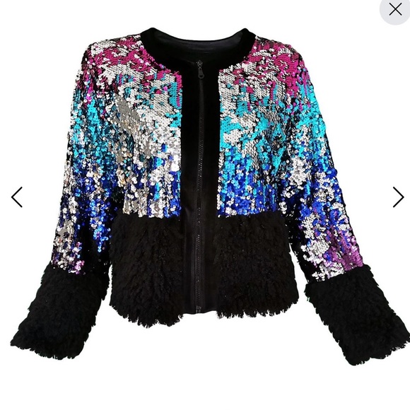 Double-Sided Sequined Bomber Jacket by Lalipop Design - Picture 1 of 4